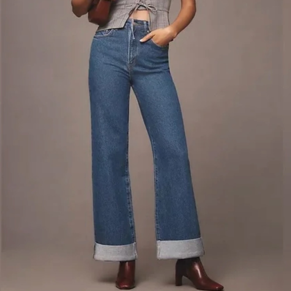 ANTHRO The Austyn High-Rise Cuff Wide Leg Jean (Size 26T)